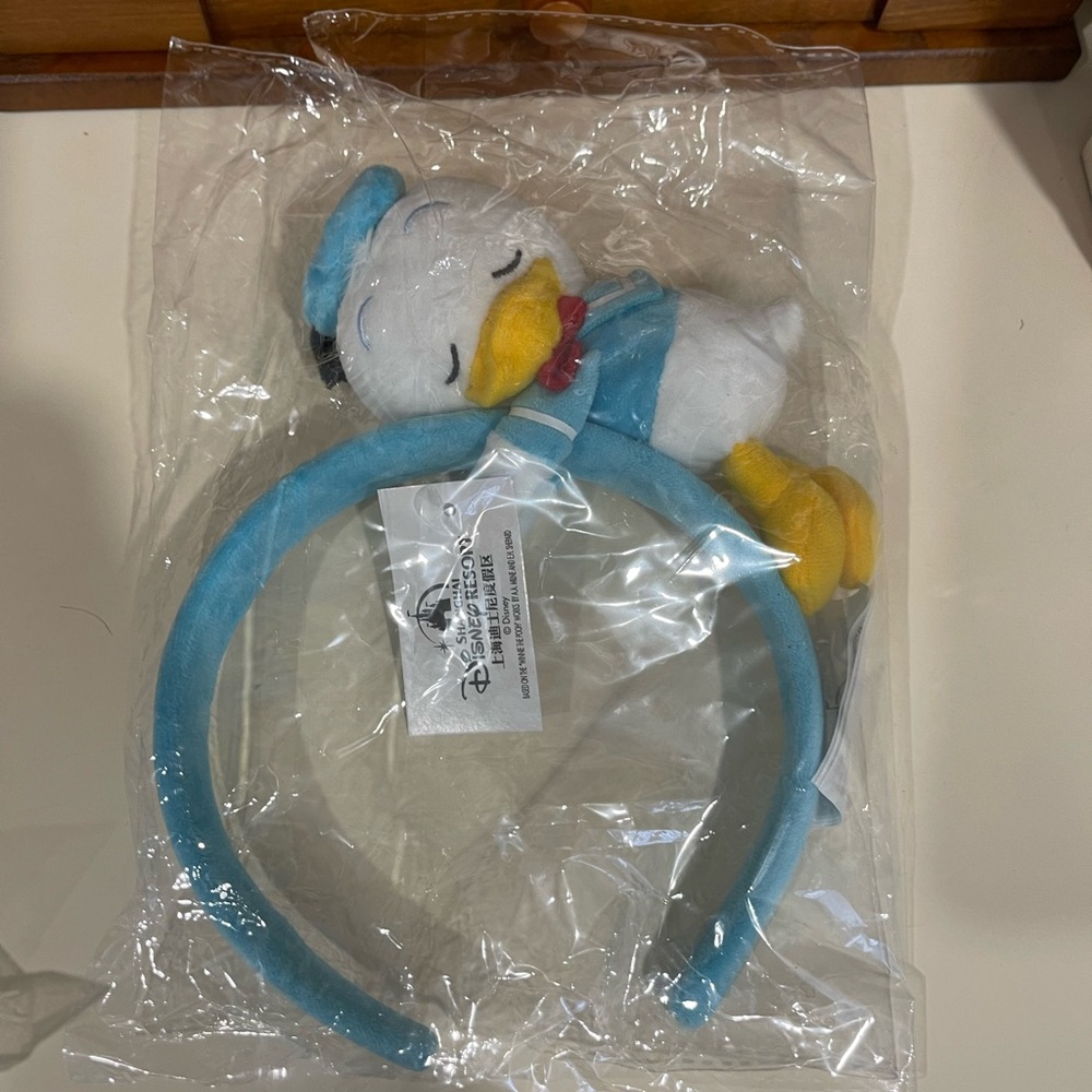 NWT Disney Sleeping Donald Duck Plush Mouse Ears Headband - Blue and Yellow